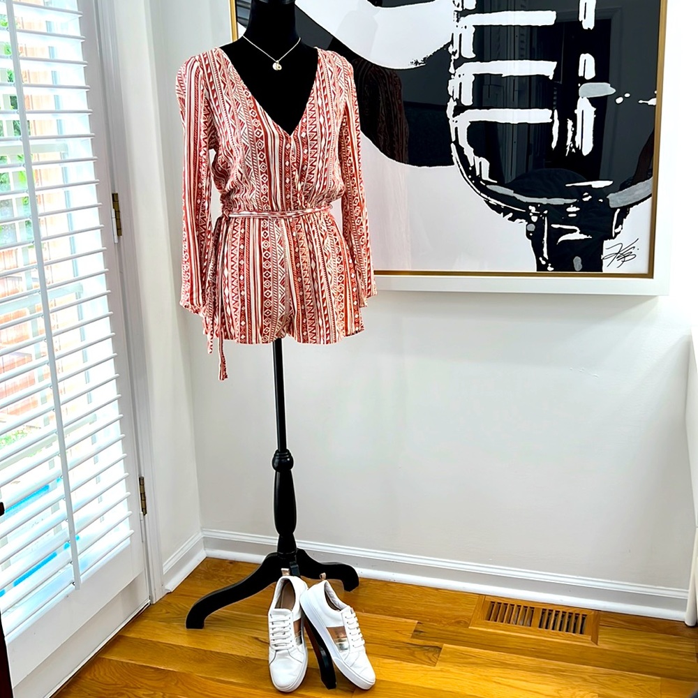 Lunik Boho Flared Sleeve Romper, Size M